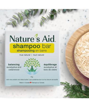Nature's Aid Balancing Natural Rice Water Shampoo Bar for Hair Growth Strengthening & Thickening Shampoo for All Hair Types. Natural Lather and Salon Quality. Vegan. Made in Canada. (Cedarwood Eucalyptus) 72g - Buy Online on GoSupps.com