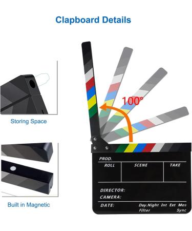 ANTEEKE 10x12inch Acrylic Movie Clapper Board Set - Film Clapboard for Decoration and Props - Buy Online on GoSupps.com