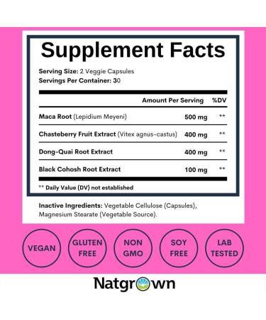 Hormone Balance Supplement for Women - PMS & Menopause Relief, Fertility Support - Hot Flashes Relief with Maca Root, Vitex, Dong Quai & Black Cohosh - Vegan Capsules 60 Count - Buy Online on GoSupps.com