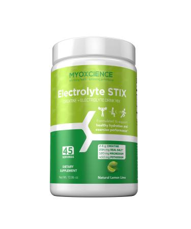 MYOXCIENCE Electrolyte Stix | Real Salt Electrolytes Magnesium Potassium Plus Taurine and Creatine (Lemon Lime Jar)
