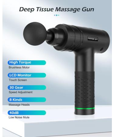 Uplayteck Massage Gun - 30 Speeds 8 Heads Ultra Quiet LED Display - Best Deep Tissue Muscle Massager for Neck Back & Shoulders - International Shipping Available - Buy Online on GoSupps.com