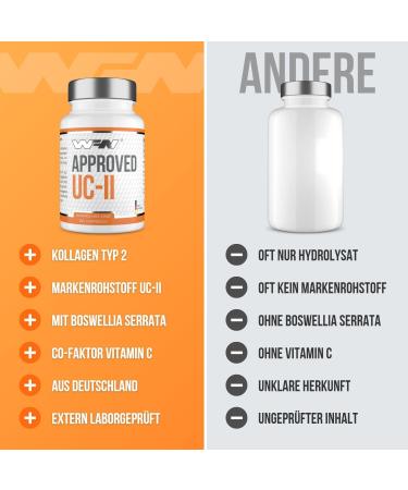 Shop Wfn Approved UC-II Undenatured Collagen Type 2 - 60 Capsules for Joint Health | High Dose with Vitamin C & Boswellia Serrata | Made in Germany | Lab Tested - Buy Online on GoSupps.com
