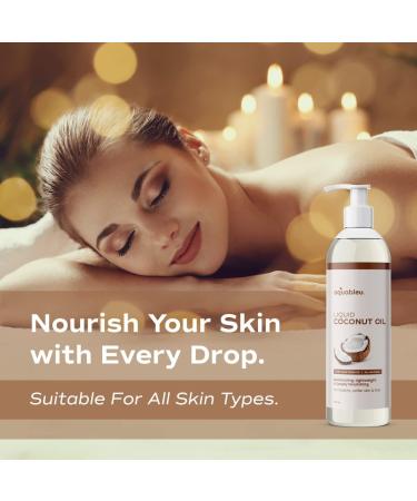 Aquableu Fractionated Liquid Coconut Oil - 100% Pure and All-Natural - Moisturizing Lightweight and Deeply Nourishing - Promotes Healthy Softer Skin & Hair - Hydrating - 12 oz - Buy Online on GoSupps.com