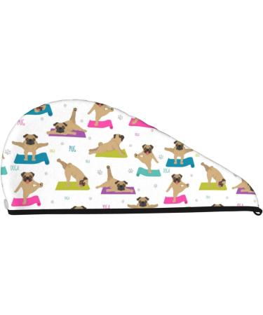 Yoga Dogs Poses Microfiber Hair Towel | Soft Super Absorbent Wrap for Long Curly & Thick Hair | Quick Dry Coral Velvet Towel for Women - Buy Online on GoSupps.com