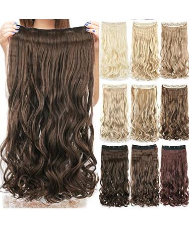 Imissu long natural thick hair curly clip in on synthetic hair extensions hair parts for women (28 inches mixed brown) 28 inch mixed brown - Buy Online on GoSupps.com