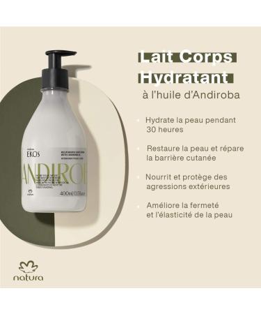 Natura - Ekos Andiroba Restorative Body Lotion - Therapeutic Oil - 30 Hours of Moisturization - Soothe Muscles - Vegan Skin Care - Brazilian Beauty Secrets - Self Care & Body Care - 13.5 fl oz (400ml) - Buy Online on GoSupps.com