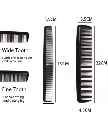 NuAngela Styling Comb Set - Professional Barber Comb for Hair, Beard & Styling - Wide & Fine Tooth - Black - Buy Online on GoSupps.com