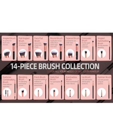 Obahdirry Make Up Brush Premium Synthetic Foundation Powder Concealer Eyeshadow Make Up 14-Piece Brush Set Rose Gold - Buy Online on GoSupps.com