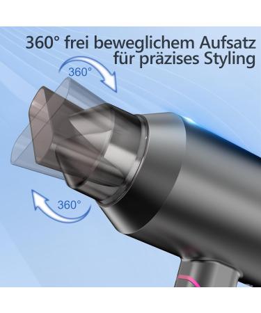 Fehn Ions Foldable Hair Dryer - Compact & Quiet Professional Travel Hair Dryer with 3 Heat Settings & Nozzle for Family Use - Buy Online on GoSupps.com