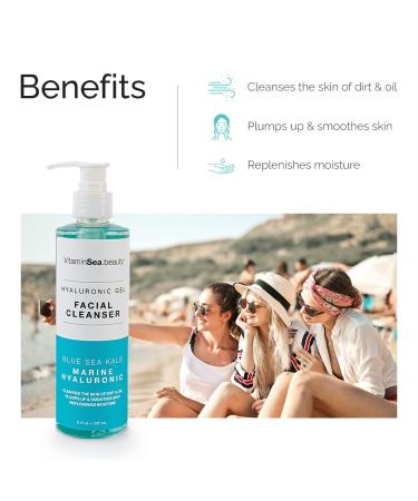 VITAMINS AND SEA BEAUTY Hyaluronic Gel Facial Cleanser with Blue Sea Kale + Marine Hyaluronic, 8 fl oz - Buy Online on GoSupps.com