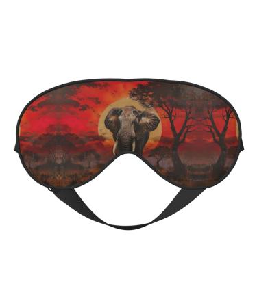 SSIMOO Elephant Sunset Print Ultra-Soft Light-Blocking Eye Mask for Optimal Comfort and Restful Sleep Black