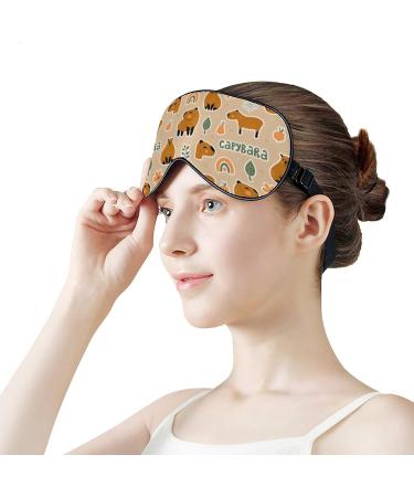 Buy Cartoon Cute Capybara Sleeping Mask - Soft Eye Cover for Adults & Kids | Adjustable Rainbow Blindfold for Better Sleep - Buy Online on GoSupps.com