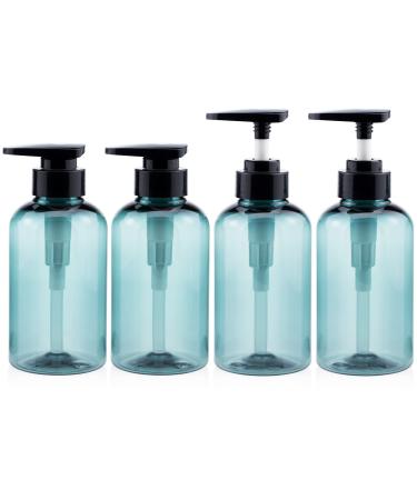 Shampoo and Conditioner Bottles Refillable, 4 Pack Kimqi 10oz/300ml Empty Shower Plastic Soap Dispenser Bottle with Pump for Guest Bathroom Lotion Body Wash