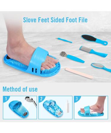 Kibhous 11-in-1 Shower Foot Scrubber and Pedicure Kit - Soft Silicone Bristles, Non-Slip Suction Cups, Callus Remover for Feet - Improve Circulation & Remove Dead Skin - Buy Online on GoSupps.com