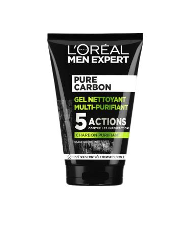 L'Oreal Paris Men Expert l'orealparismenexpert L'Oreal Men Expert Pure Charcoal Multi-Purifying Cleansing Gel Face for Men Oily Skin 100 ml (Pack of 1)