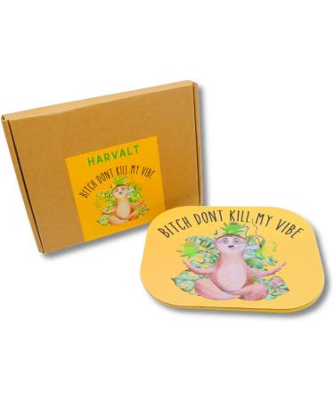 Btch Don't Kill My Vibe Sloth Rolling Tray with Magnetic Lid - Funny Cute Small Metal Tray - 7'' x 5.5 - Buy Online on GoSupps.com