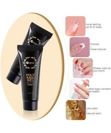 Mobray Poly Nail Gel Kit - 6 Color Extension Set with Nail Forms and Slip Solution - Professional Nail Art Starter Gifts for Women - Buy Online on GoSupps.com