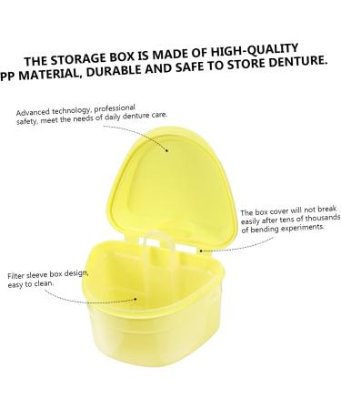 Healeved Prosthesis Nursing Box & Bathing Container | Denture Cleaning Brush & Travel Holder | Yellow 8x7.5cm - Buy Online on GoSupps.com