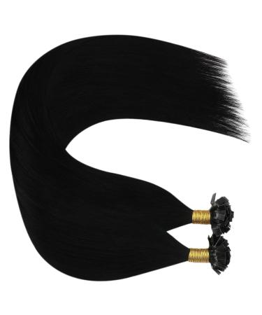 Ugeat 55cm Flat Tip Real Hair Extensions - Keratin Bonding Darkest Black 1g/Strand 50g Hair Extensions - Buy Online on GoSupps.com