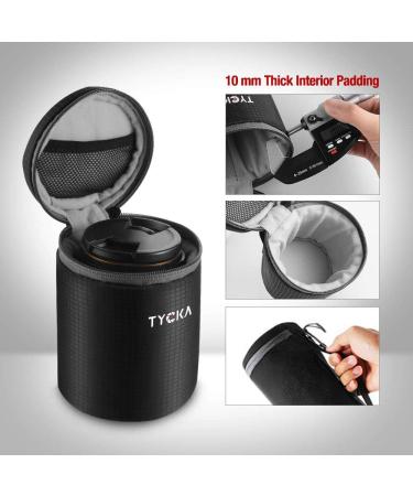 Tycka Water Resistant Camera Lens Pouch - Black (4 Sizes) | DSLR Lens Case Bag with Zipper - Buy Online on GoSupps.com