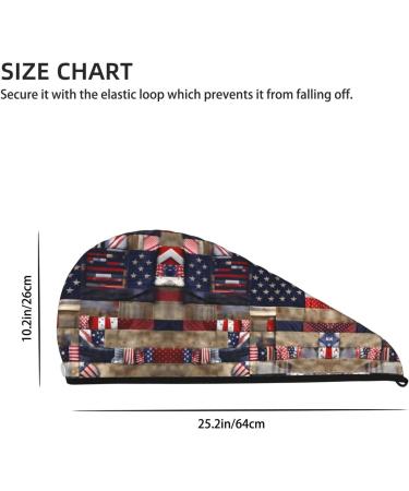 American Flag Patchwork Coral Velvet Dry Hair Cap | Best for Home Travel Pool Parties & Baths - Shop Now - Buy Online on GoSupps.com