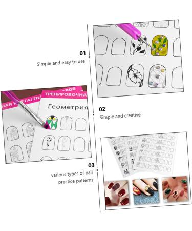 MERRYHAPY 24 Sheets excercise book exercise book pattern nail tools for nail art Nail Shape Templates drawing paper template Cards for Manicure Training nail Book for Manicure Training - Buy Online on GoSupps.com