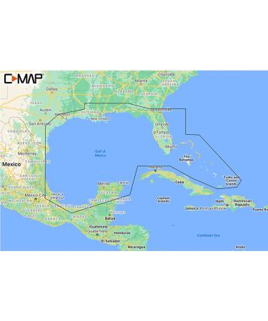 C-MAP Reveal Coastal Charts for Marine GPS Navigation with Shaded Relief, Hi-Res Bathymetry, Vectors, Custom Depth Shading Gulf of Mexico and the Bahamas