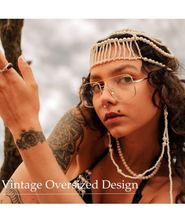 Musivon Vintage Glasses Frames for Women & Men - Stylish Non-Prescription Decorative Gold Eyewear - Buy Online on GoSupps.com