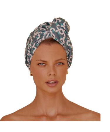 Louvelle Stylish Riva Luxury Hair Towel Wrap Turban Style Reusable Anti Frizz Super Absorbent for All Hair Typesi (EmeraldGeo)