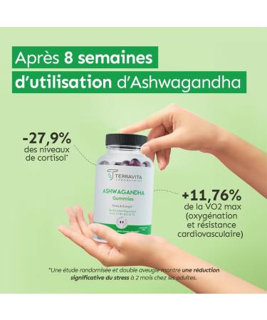 Ashwagandha Gummies 600 mg | Anti-Stress - Sleep - Vitality | Ashwagandha Patented KSM-66 | -28% Cortisol in 2 Months | 60 Cherry Flavor Gummies | Vegan and Gelatin Free | Made in France | Terravita - Buy Online on GoSupps.com