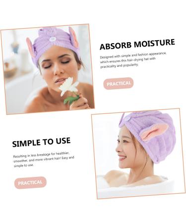 MAGICLULU 2pcs Bunny Ears Dry Hair Hat Hair Ring Aldult Coral Fleece Violet - Buy Online on GoSupps.com