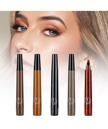 2Pcs Magic Eyebrow Pencil 2024 Waterproof Microblading Eyebrow Pencil Contouring Pen 4 Tipped Precise Brow Pen Fine Stroke Microblading Eyebrow Pencil Natural Makeup (5 Color)
