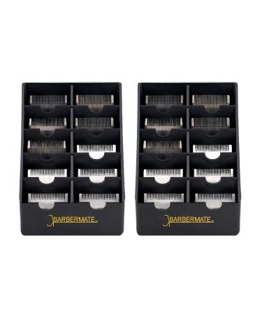 2 Pack BarberMate Blade Rack Storage Tray - Holds 10 Clipper Blades (Black)