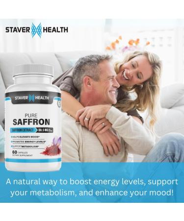 Staver Health Pure Saffron Extract Capsules 88.5 mg 60 Veggie Capsules for Mood Enhancement and Energy Support - Buy Online on GoSupps.com