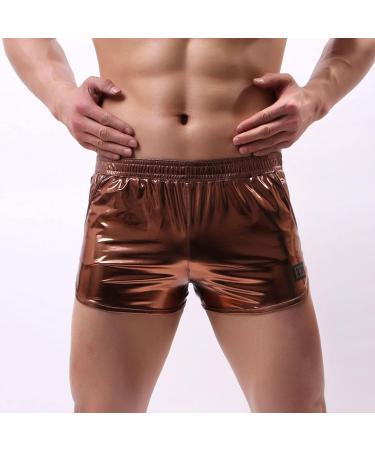 Duohropke Men's Shine Metallic Shorts - Glitter Boxer Trunks for Beach & Gym | Leather Optics Hot Pants - Buy Online on GoSupps.com