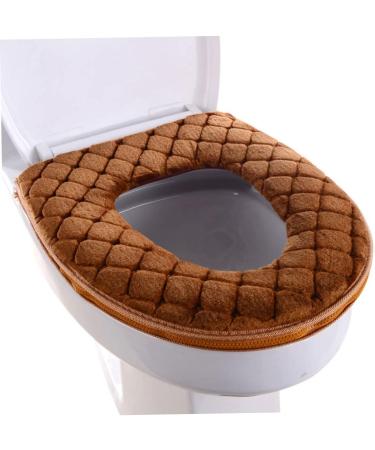 Eioflia Soft Toilet Seat Cover Pad | Washable & Warmer with Zipper | Brown - Buy Online on GoSupps.com
