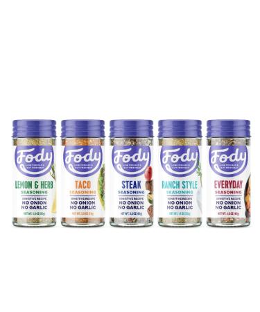 Fody Foods Seasoning Variety Pack | Flavorful Seasoning Blend | Low FODMAP Certified | Gut Friendly No Onion No Garlic | IBS Friendly Kitchen Staple | Gluten Free Lactose Free Non GMO | 1.1 Ounce