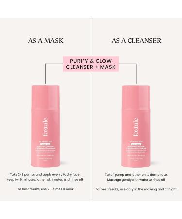 F.ox-tal e Purify & Glow Cleanser + Clay Mask - Deep Cleansing Exfoliating Facial for Bright Skin | Ideal for Men & Women | 100ml - International Shipping Available - Buy Online on GoSupps.com