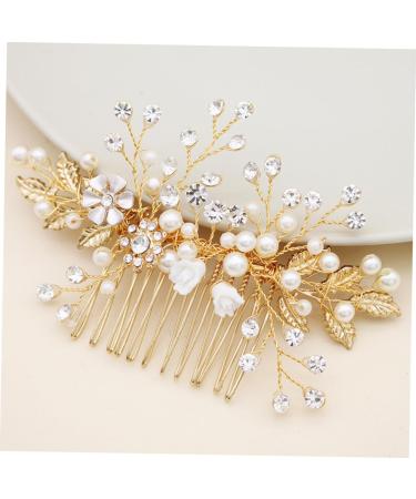 FRCOLOR Pearl Hair Comb Bridal Hair Jewellery Golden Hair Clip Golden Hair Clips Golden Hair Clips Gold Hair Clips Tiara Flowers Hair Accessories Rhinestone Comb Wedding Headpiece Accessories - Buy Online on GoSupps.com