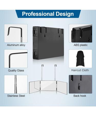 3-Way Adjustable 360 Mirror for Hair Cutting | Professional Hairdressing Tool with Telescoping Hooks Waterproof Haircut Cloth & Comb - International Shipping Available - Buy Online on GoSupps.com