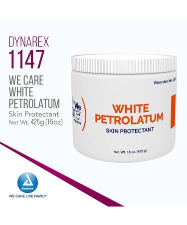 Dynarex White Petrolatum  Petroleum Jelly for Dry  Damaged or Cracked Skin  Soothing White Petroleum Jelly for Minor Skin Irritations  15 oz. (425g) Jar  1 Petroleum Jelly Jar - Buy Online on GoSupps.com
