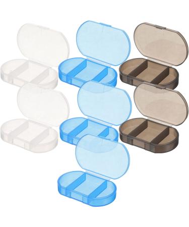 Healvian Pill Box 7pcs Small Pill Cases 3 Compartments Plastic Pill Organizer Travel Medicine Holder Weekly Pill Carrying Box Organizer for Daily and Travel Use Travel Accessories