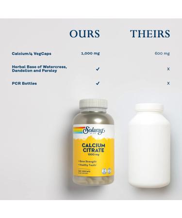 SOLARAY Calcium Citrate 1000mg | Bone Strength & Healthy Teeth | Dietary Supplement | Vegan Lab Verified | 240 Vegetarian Capsules - Buy Online on GoSupps.com