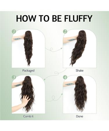 FINE PLUS 18 Claw Ponytail Hair Extension - Natural Wavy Highlights - Synthetic Hairpiece for Women - Blonde with Brown Highlights - Buy Online on GoSupps.com
