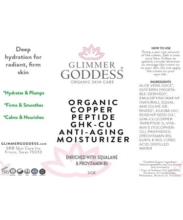 GLIMMER GODDESS Copper Peptide Moisturizer Lightweight Hydrating Cream with GHK-Cu Complex Organic Aloe Vera & Botanical Oils For All Skin Types - Buy Online on GoSupps.com