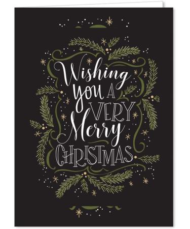Christmas Pines Typography Holiday Card Assortment Pack - Set of 24 Cards, 3 Designs - 5'' x 7'' Folded - Made in USA - Blank Envelopes - Buy Online on GoSupps.com