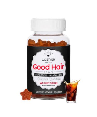 Lashilé Beauty - Good Hair Men Vitamins - Food Supplements - Anti-hair loss man - Made in France - Zinc, Vitamin B6, B10, Maca, Paba, Horsetail - 60 Gummie