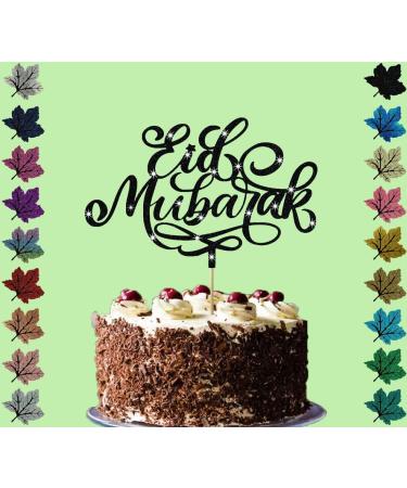 Eid Mubarak Swash Glitter Cake Topper (Black)