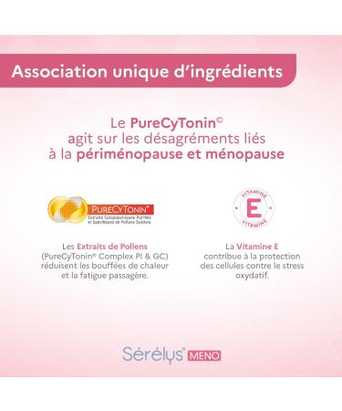 Serelys MENO Dietary supplement with cytoplasmic extracts of Swedish pollen and vitamin E that reduce hot flashes and transient fatigue - 30 vegetable capsules 1 month - Buy Online on GoSupps.com