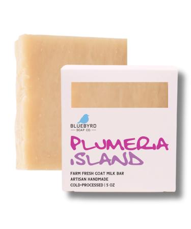 Bluebyrd Soap Plumeria Goat's Milk Soap Bar | Women's Natural Goat Milk Body Soap | Cold Process Chemical Free Floral Scented Rich Farm Fresh Goatmilk Bar Soaps (Plumeria)